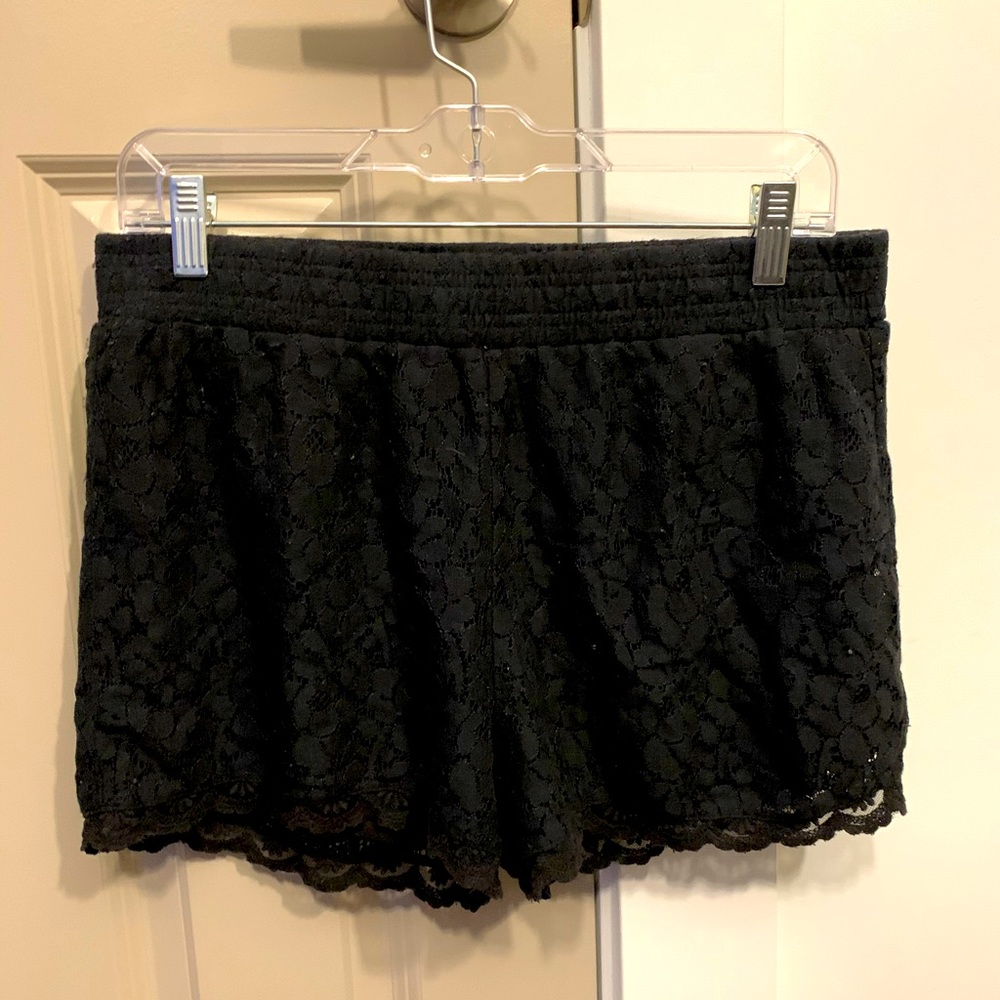 Black Floral Lace Shorts